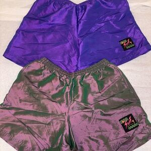 Vintage Surf Style 90s iridescent purple shorts men